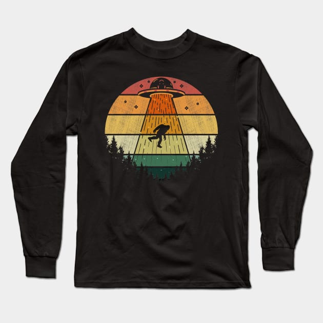Bigfoot UFO Abduction Alien Long Sleeve T-Shirt by Tesszero